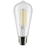 Satco S21364 8 Watt ST19 LED; Clear; Medium base; 90 CRI; 3000K; 120 Volt - Image 2