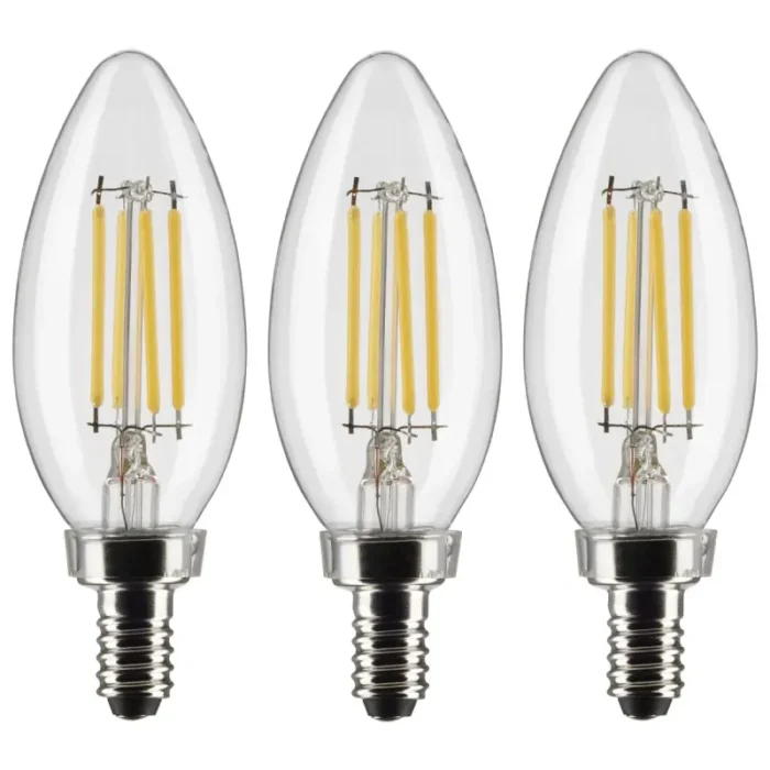 Satco S21366 4 Watt B11 LED; Clear; Candelabra base; 90 CRI; 2700K; 120 Volt; 3-Pack - Image 2