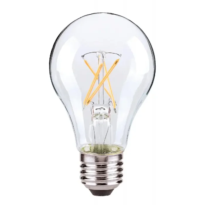 Satco S21712 5 Watt; A19 LED; Clear; 2700K; Medium base; 120 Volt; 4-Pack - Image 1