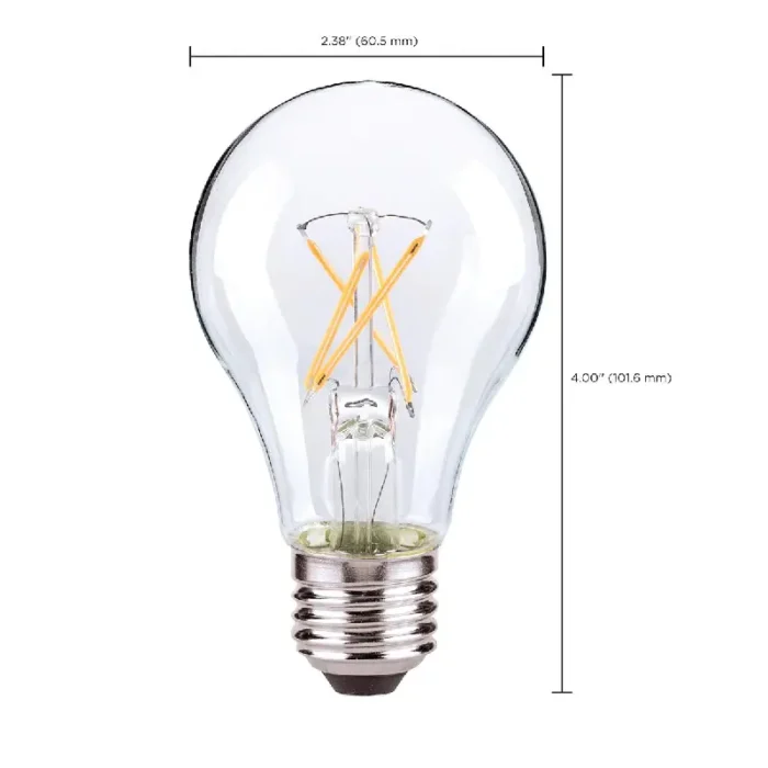 Satco S21712 5 Watt; A19 LED; Clear; 2700K; Medium base; 120 Volt; 4-Pack - Image 3