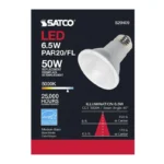 Satco S29409 - 6.5 Watt; PAR20 LED; 5000K; 40 deg. Beam Angle; Medium base; 120 Volt
