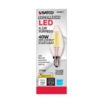 Satco S29877 4.5 Watt B11 LED; Clear; Candelabra base; 2700K; 350 Lumens; 120 Volt