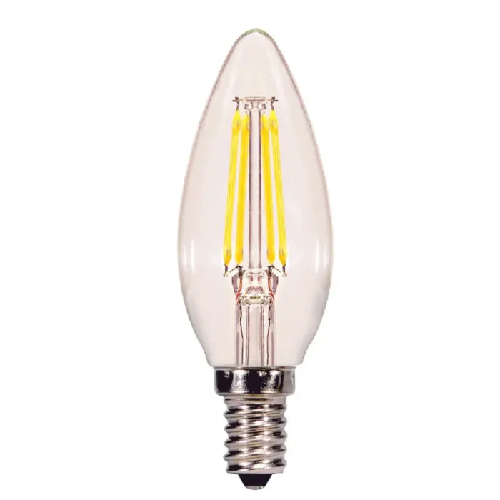 Satco S29877 4.5 Watt B11 LED; Clear; Candelabra base; 2700K; 350 Lumens; 120 Volt - Image 2