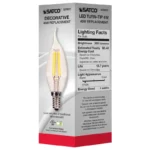 Satco S29923 4W LED Filament CA11 Lamp - Clear - E12 Base - Image 2