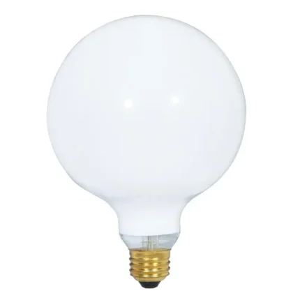 Satco S3001 40 Watt G40 Incandescent; Gloss White; 4000 Average rated hours; 280 Lumens; Medium base; 120 Volt
