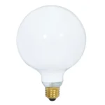 Satco S3004 150 Watt G40 Incandescent; Gloss White; 4000 Average rated hours; 1550 Lumens; Medium base; 120 Volt