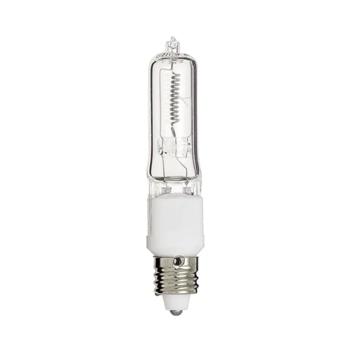 Satco S3109 250 Watt; Halogen; T4 1/2; Clear; 2000 Average rated hours; 4200 Lumens; Mini Candelabra base; 120 Volt - Image 1