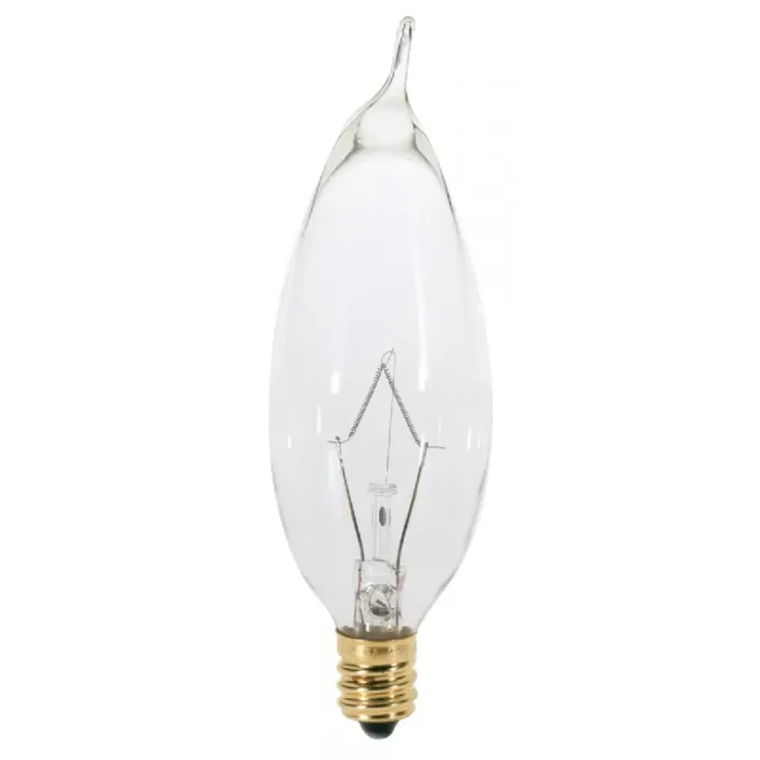 Satco S3274 25 Watt CA8 Incandescent; Clear; 1500 Average rated hours; 210 Lumens; Candelabra base; 120 Volt - Image 2