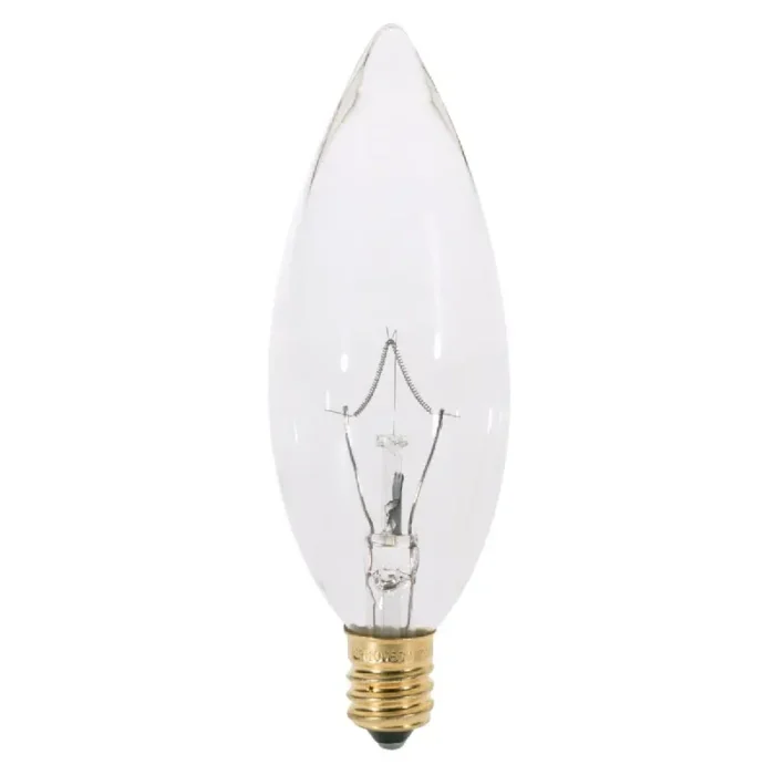 Satco S3282 25 Watt BA9 1/2 Incandescent; Clear; 1500 Average rated hours; 212 Lumens; Candelabra base; 120 Volt - Image 2