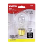 Satco S3720 40 Watt A15 Incandescent; Clear; Appliance Lamp; 2500 Average rated hours; 300/225 Lumens; Medium base; 130/120 Volt; Carded - Image 2