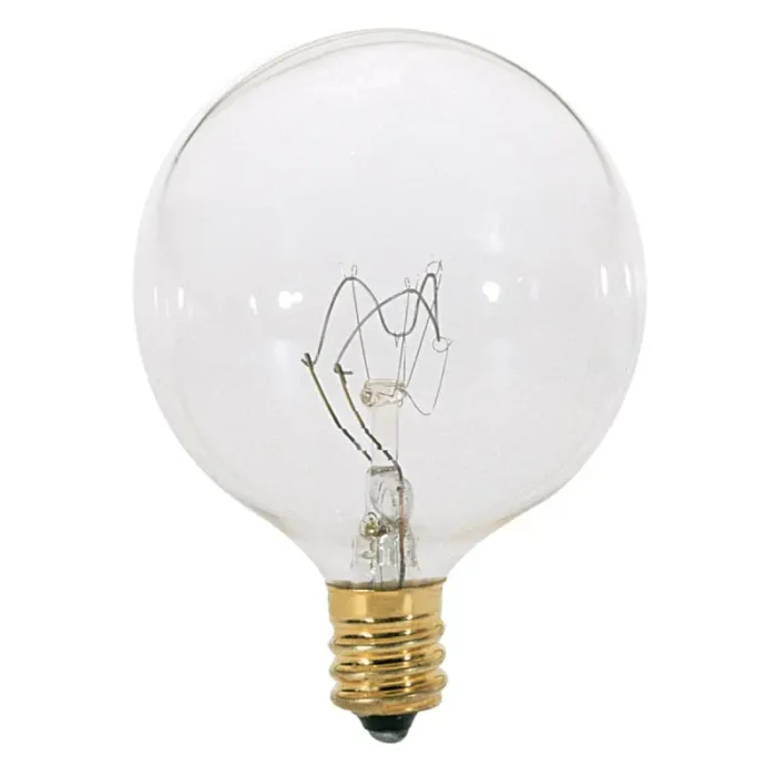 Satco S3821 - 15 Watt G16 1/2 Incandescent; Clear; 1500 Average rated hours; 114 Lumens; Candelabra base; 120 Volt - Image 1