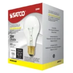 Satco S3940 - 25 Watt A19 Incandescent; Clear; 2500 Average rated hours; 170 Lumens; Medium base; 130 Volt; 2/Pack