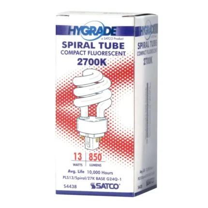 Satco S4438 - 13 Watt; pin-based Compact Fluorescent; 2700K; 82 CRI; G24Q-1 (4-Pin) base