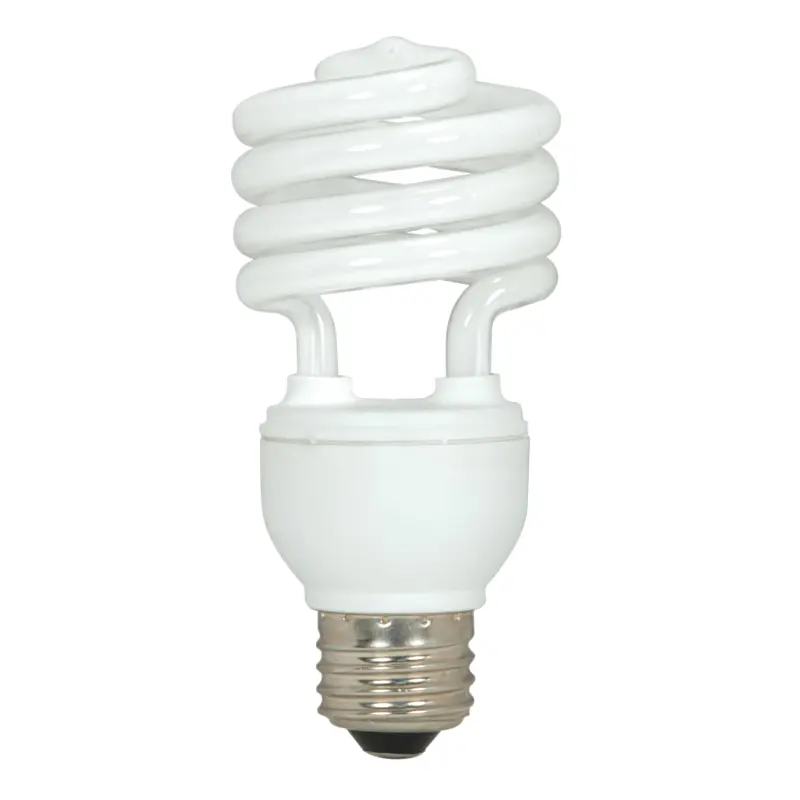 S7225 Satco S7225 18W Compact Fluorescent T2 Spiral Lamp - Gloss White - E26 Base - Image 1