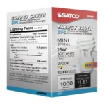 Satco S8204 - 15 Watt; Mini Spiral Compact Fluorescent; 2700K; 82 CRI; GU24 base; 120 Volt