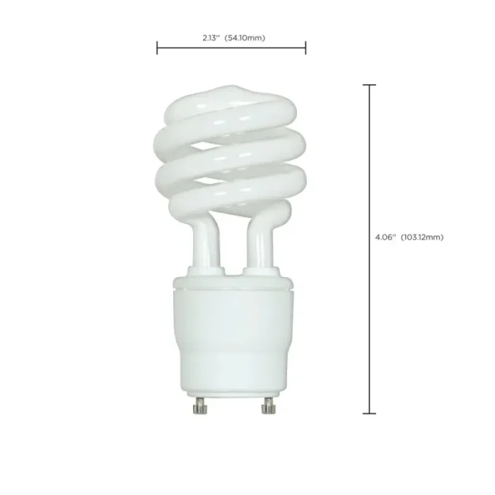 Satco S8205 18 Watt; Mini Spiral Compact Fluorescent; 2700K; 82 CRI; GU24 base; 120 Volt - Image 3