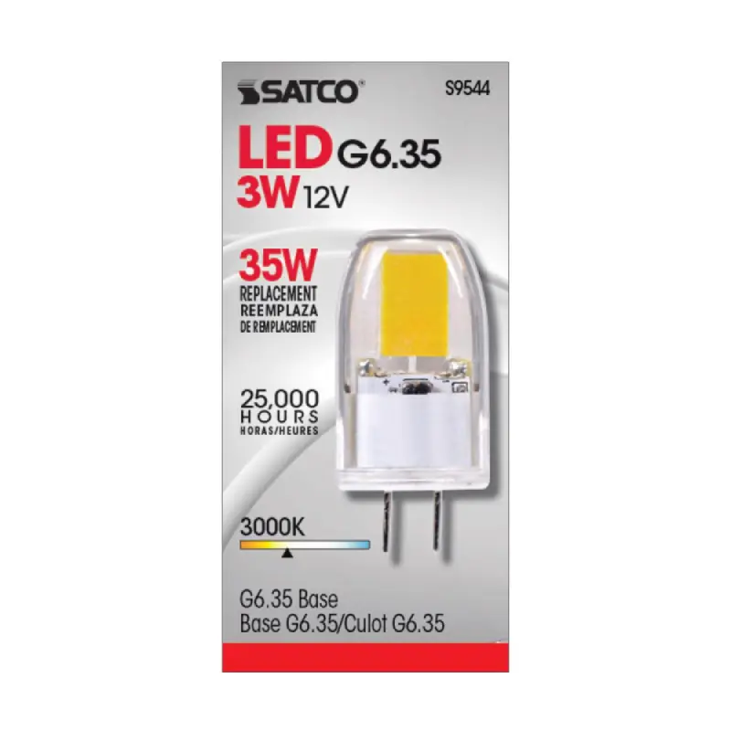 S9544 Satco S9544 - 3W; JC LED; 3000K; G6.35 base; 12 Volt AC/DC - Image 1