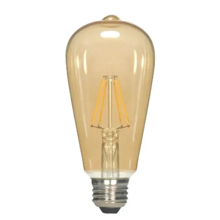 Satco S9579 7 Watt ST19 LED; Transparent Amber; Medium base; 2000K; 650 Lumens; 120 Volt