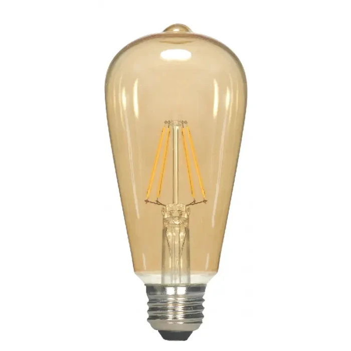 Satco S9579 7 Watt ST19 LED; Transparent Amber; Medium base; 2000K; 650 Lumens; 120 Volt - Image 1