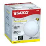 Satco S3001 40 Watt G40 Incandescent; Gloss White; 4000 Average rated hours; 280 Lumens; Medium base; 120 Volt - Image 3