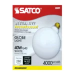 Satco S3001 40 Watt G40 Incandescent; Gloss White; 4000 Average rated hours; 280 Lumens; Medium base; 120 Volt - Image 2