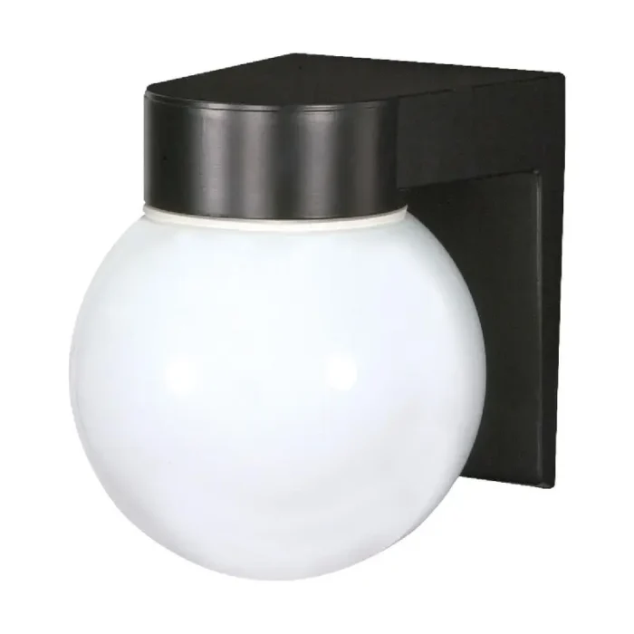 Satco SF77-140 1 Light - 8" Utility Wall with White Glass - Black Finish - Image 1