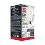 Satco S12414 8 Watt LED A19; Clear; Medium Base; 2700K; 90 CRI; 120 Volt