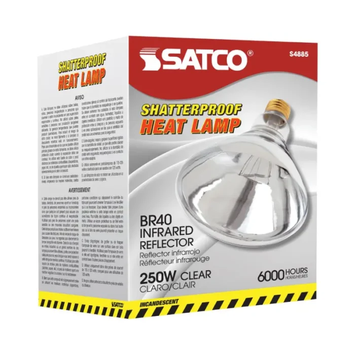 Satco S4885 250 Watt R40 Incandescent; Clear Heat; 6000 Average rated hours; Medium base; 120 Volt; Shatter Proof - Image 1