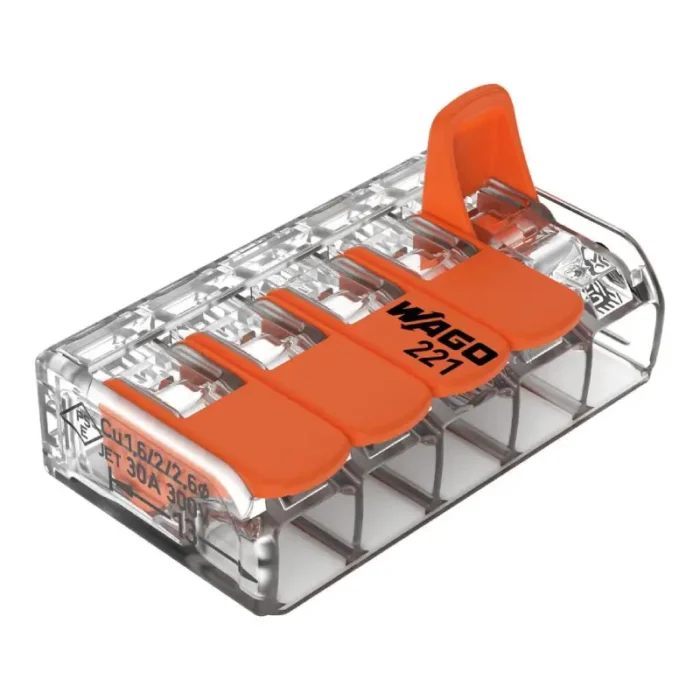 WAGO 221-615 Compact Splicing Connector - 221 Series 10 AWG Lever Connector - Image 1