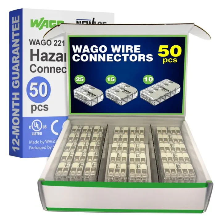 WAGO 221 Ex Series 50pc 12AWG Compact Splicing Wire Connectors Assortment - Image 1