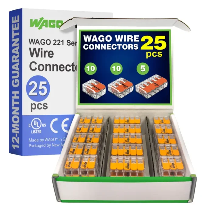WAGO 221 Series 25pc Compact Splicing Wire Connectors Assortment - Image 1