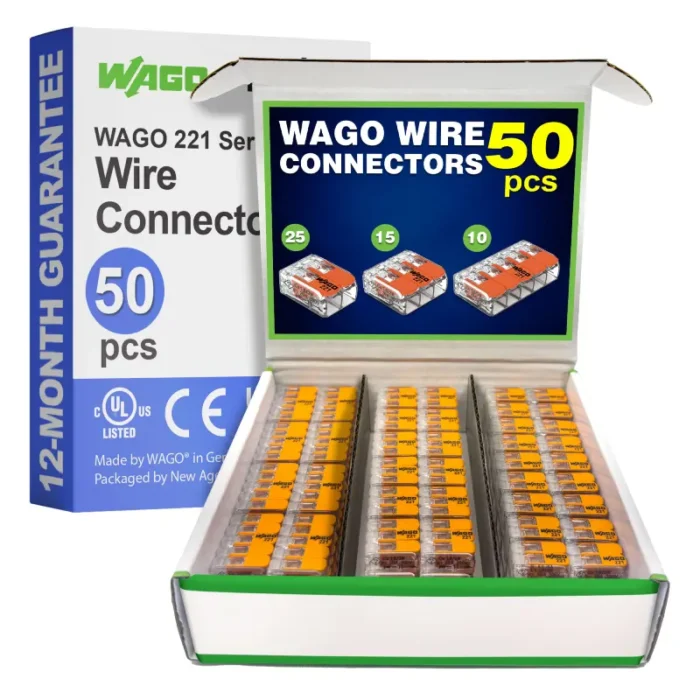 WAGO 221 Series 50pc Compact Splicing Wire Connectors Assortment - Image 1