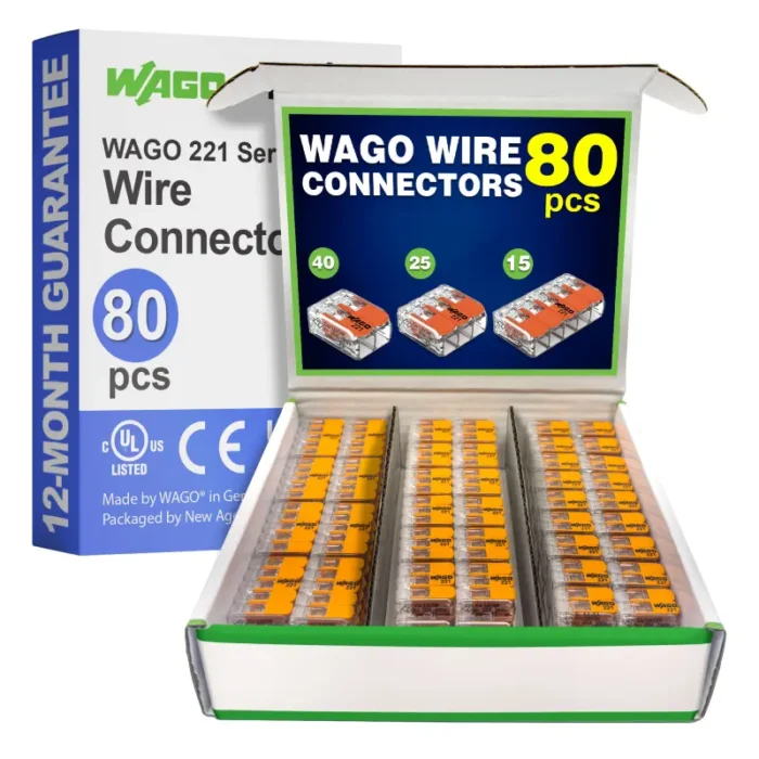 WAGO 221 Series 80pc Compact Splicing Wire Connectors Assortment - Image 1